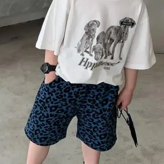 【90-150】かっこいい 韓国 おしゃれ ヒョウ柄 夏 子供 服 男の子 ショートパンツ