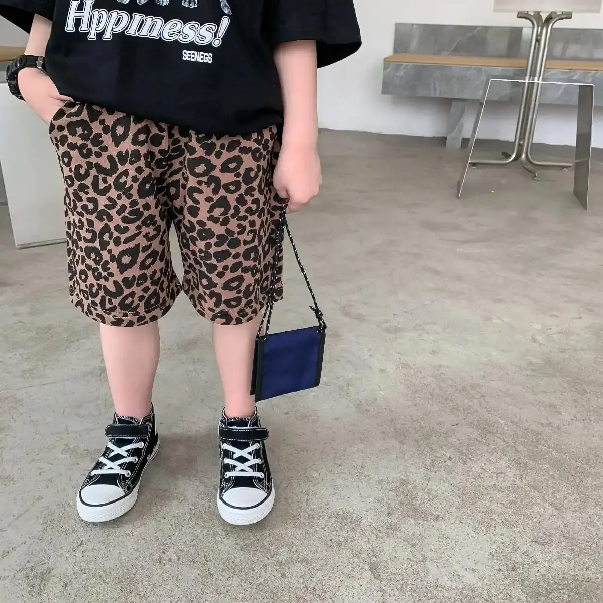 【90-150】かっこいい 韓国 おしゃれ ヒョウ柄 夏 子供 服 男の子 ショートパンツ