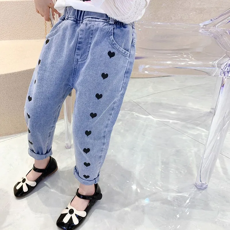 【90-140cm】ファッションカジュアルデニムパンツボトムス