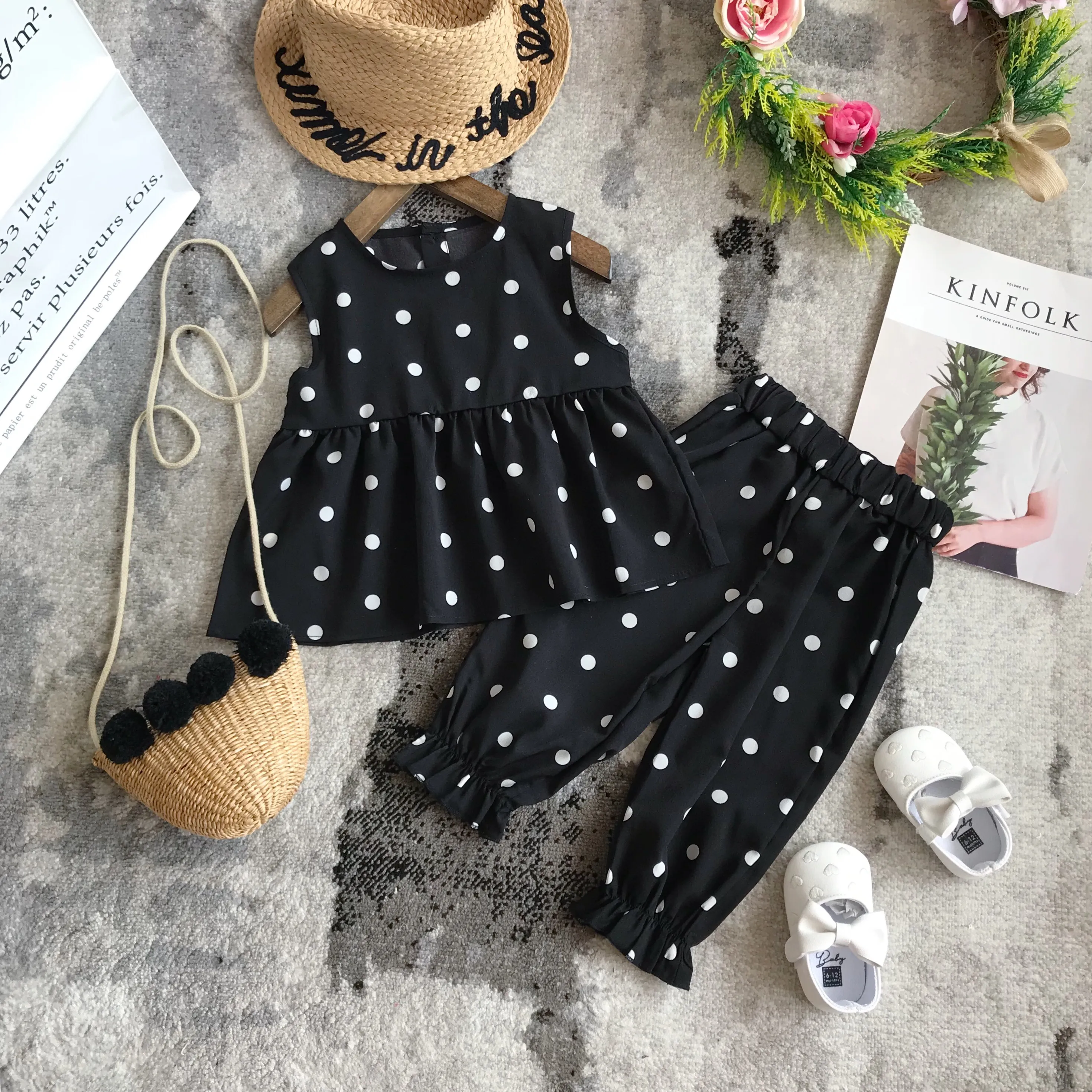 【80-130cm】超人気 高品質 レトロ トッド柄 ベビー パンツ 二点セット