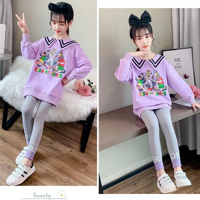 【110-160】韓国系 スリム アルファベット 配色 高弾力 春秋 子供服 女の子 ジュニア キッズ ボトムス レギンス