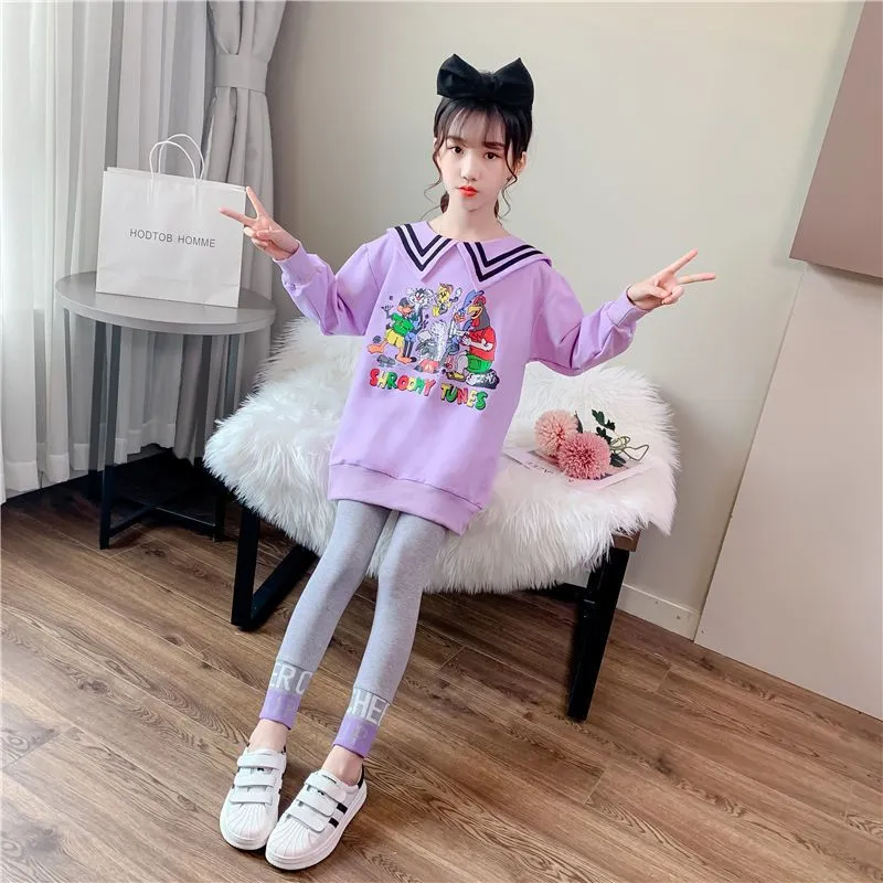 【110-160】韓国系 スリム アルファベット 配色 高弾力 春秋 子供服 女の子 ジュニア キッズ ボトムス レギンス