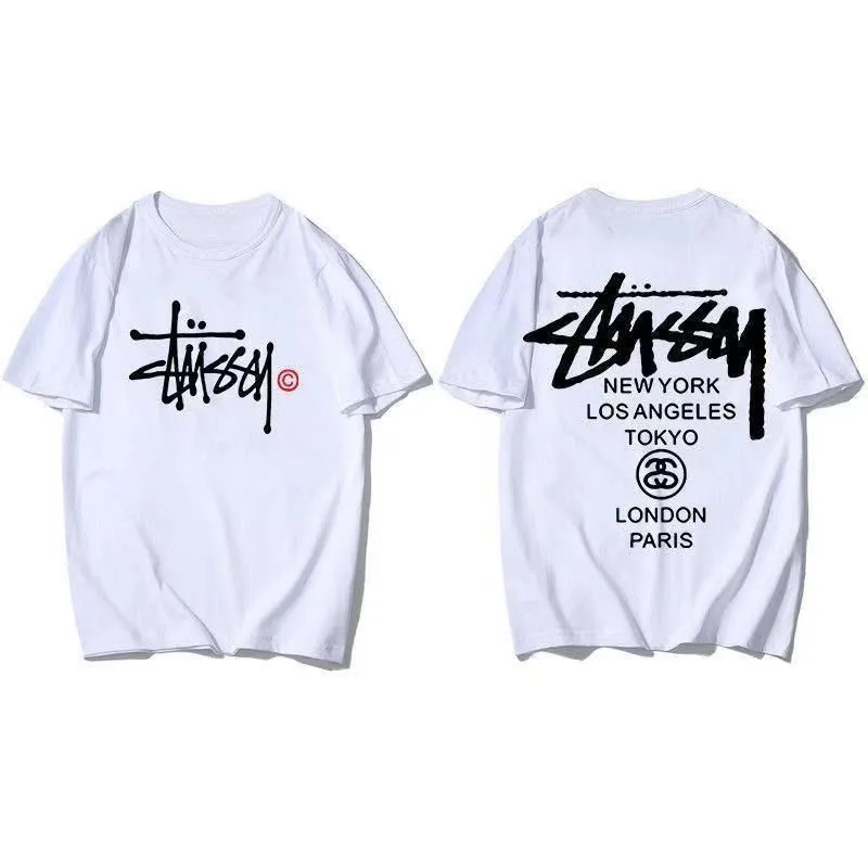 カジュアル 日常 ファッション  コットン ラウンドネック プリント コットン 通気性 ゆったり Ｔシャツ