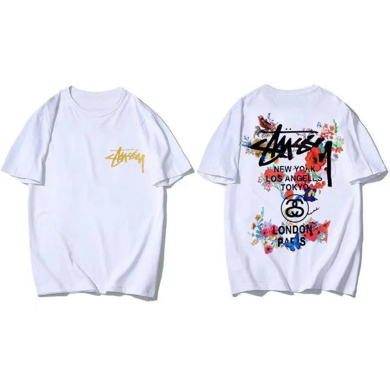 カジュアル 日常 ファッション  コットン ラウンドネック プリント コットン 通気性 ゆったり Ｔシャツ