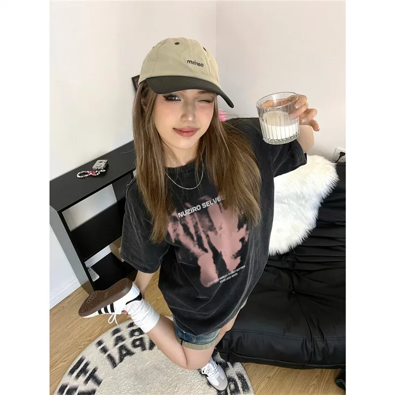 大人の定番 おすすめ 話題沸騰中 レトロ カジュアル  アルファベット オーバーサイズ ゆったり プリント Ｔシャツ　