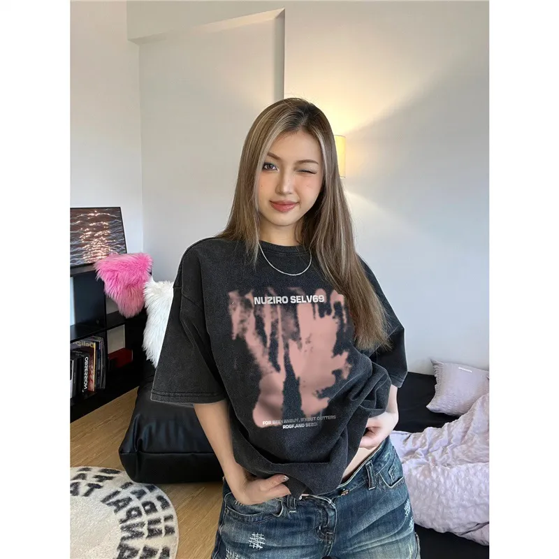 大人の定番 おすすめ 話題沸騰中 レトロ カジュアル  アルファベット オーバーサイズ ゆったり プリント Ｔシャツ　