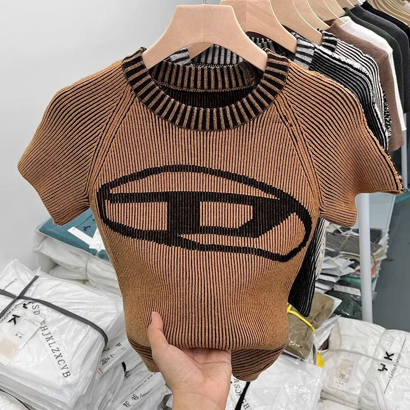 買わないと損 人気爆発中 エレガント ニット 3色選べる アルファベット 夏 Ｔシャツ