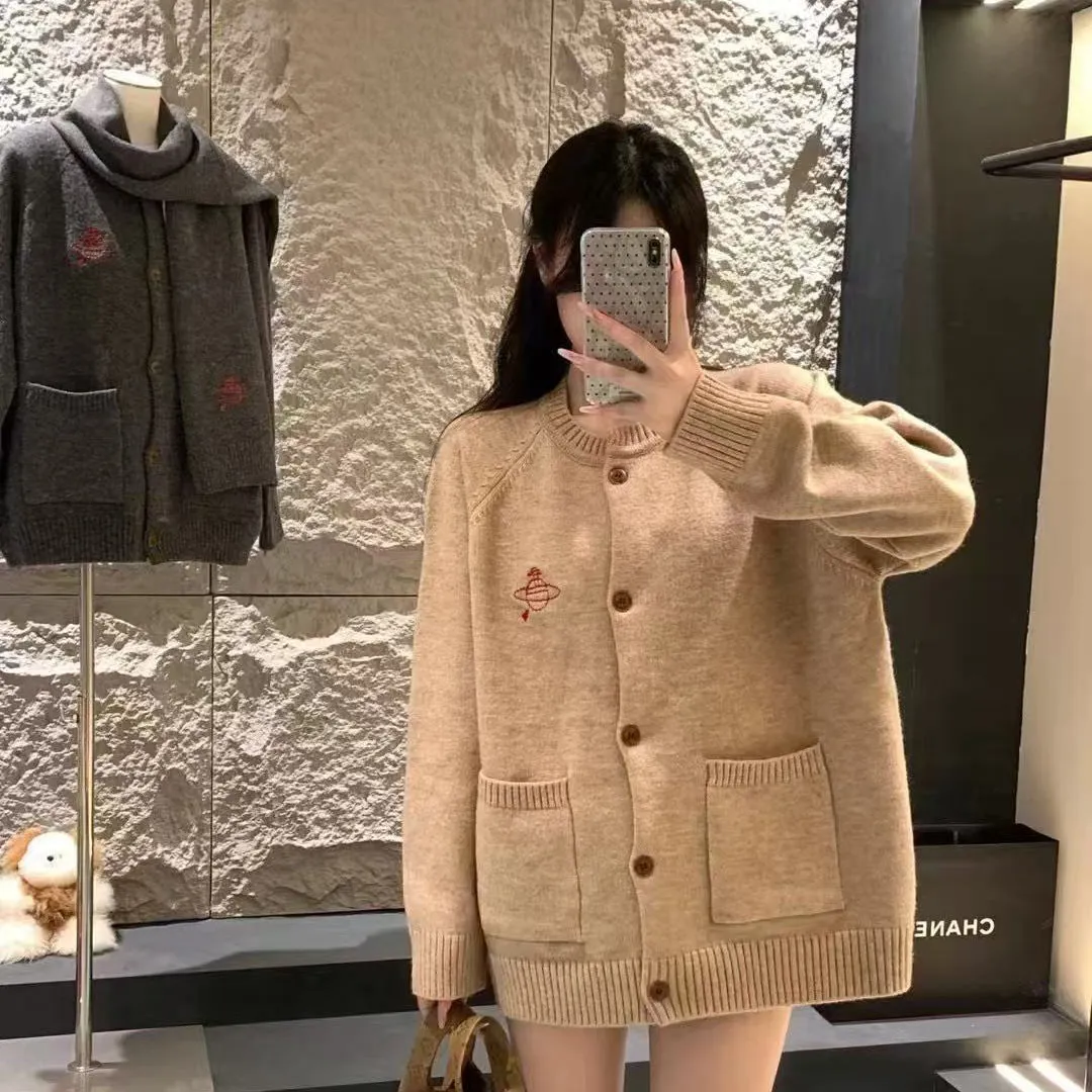 『フリーサイズ』』手放せない! 高品質 トレンド 刺繍 マフラー付き レディース 上品 着心地良い ニット カーディガン