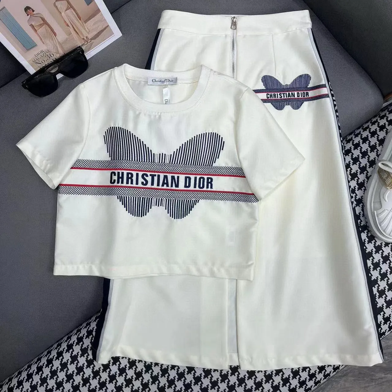 『S-L』魅力的 気質満点 スタイリッシュ ミニマリスト Tシャツ ロングスカート