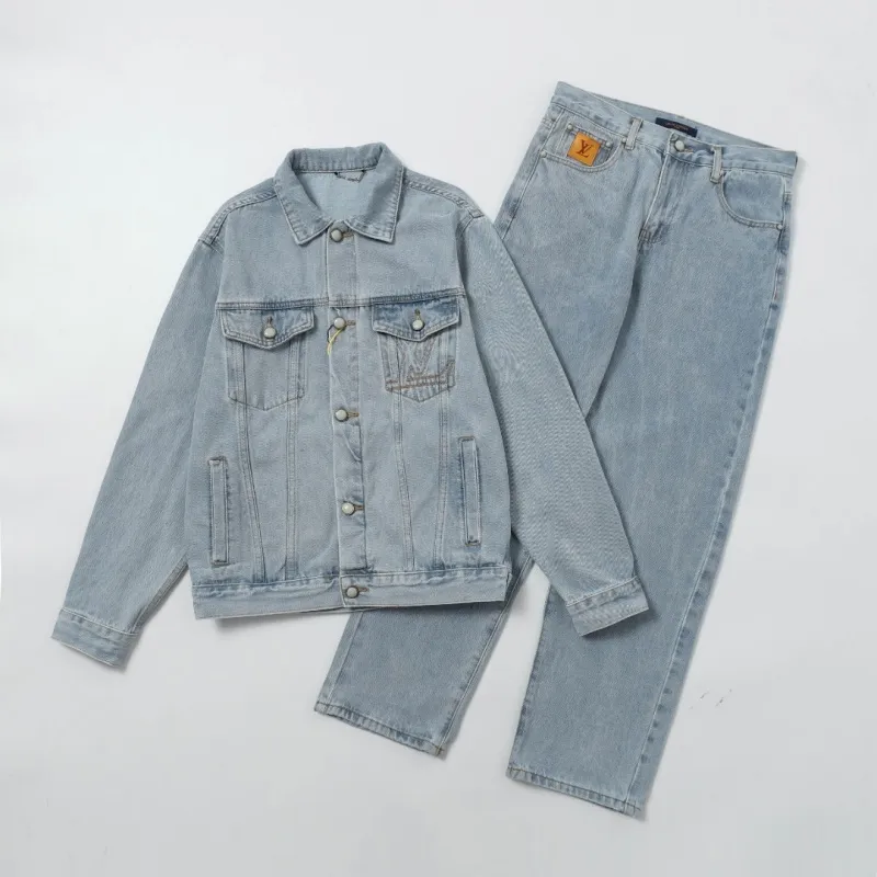 『M-2XL』単品注文 クール トレンド ゆったりシルエット刺繍 合わせやすい デニムジャケットパンツ