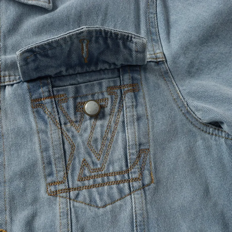 『M-2XL』単品注文 クール トレンド ゆったりシルエット刺繍 合わせやすい デニムジャケットパンツ