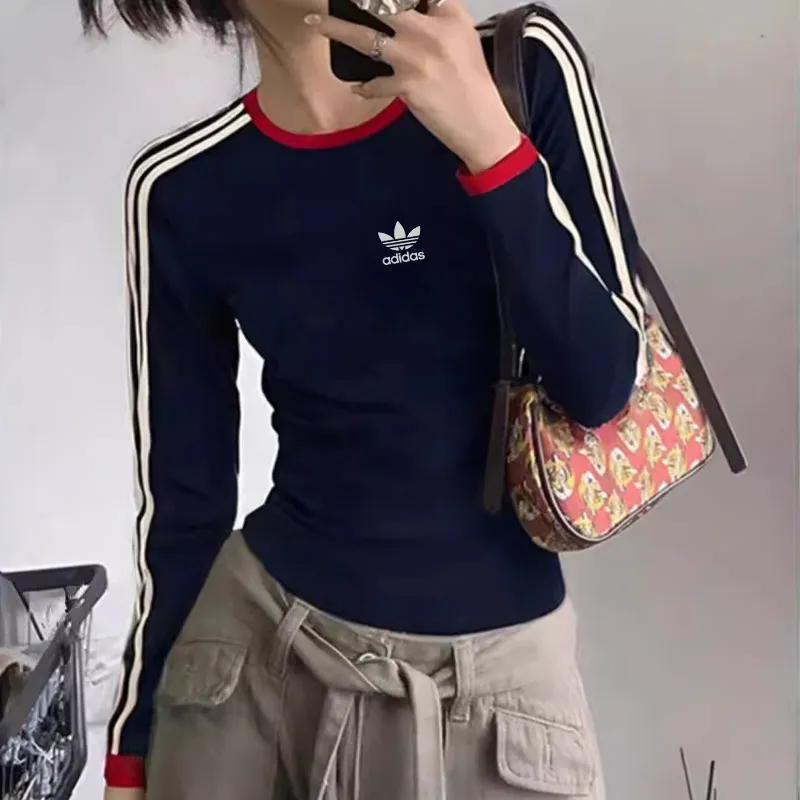 『S-XL』おすすめ 気質満点クルーネック リブ編み スリーブバッジ 長袖Tシャツ