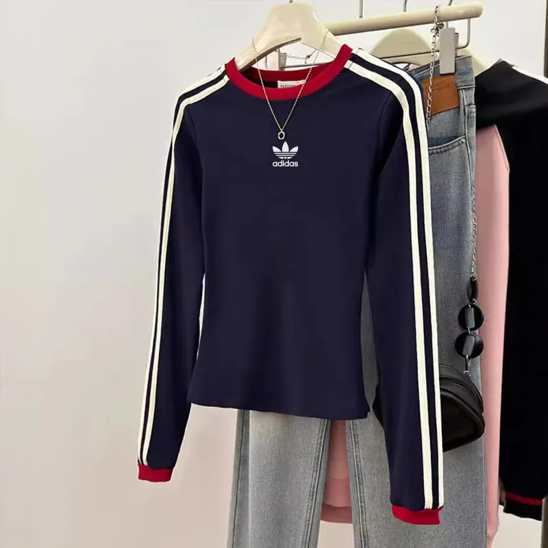 『S-XL』おすすめ 気質満点クルーネック リブ編み スリーブバッジ 長袖Tシャツ