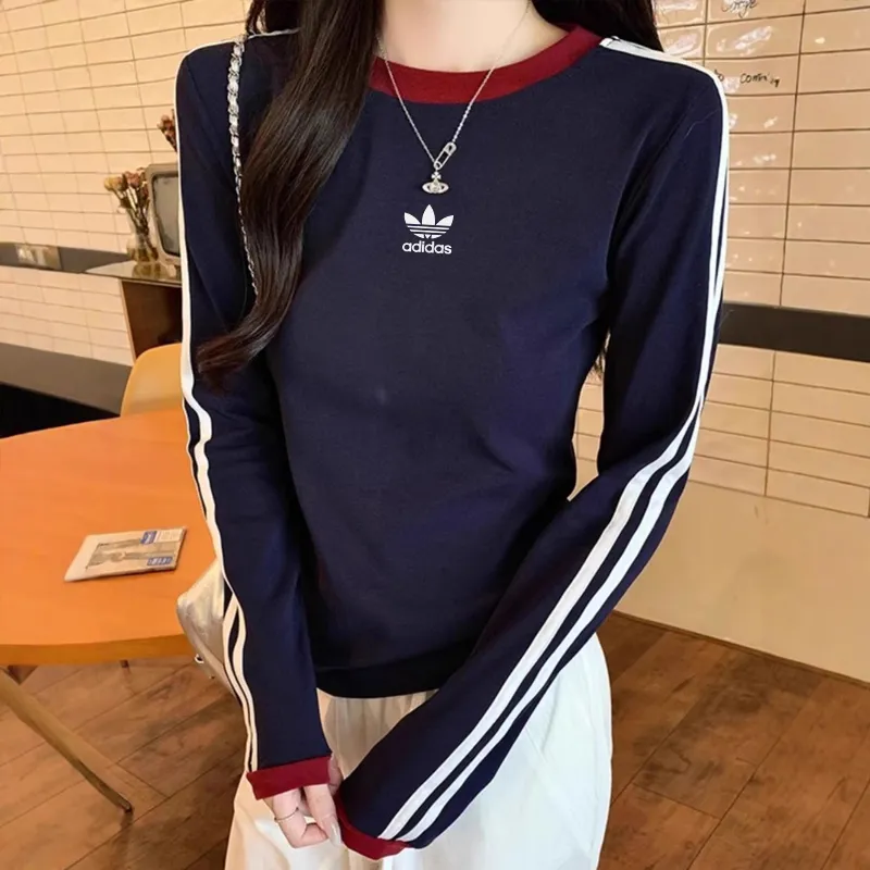 『S-XL』おすすめ 気質満点クルーネック リブ編み スリーブバッジ 長袖Tシャツ