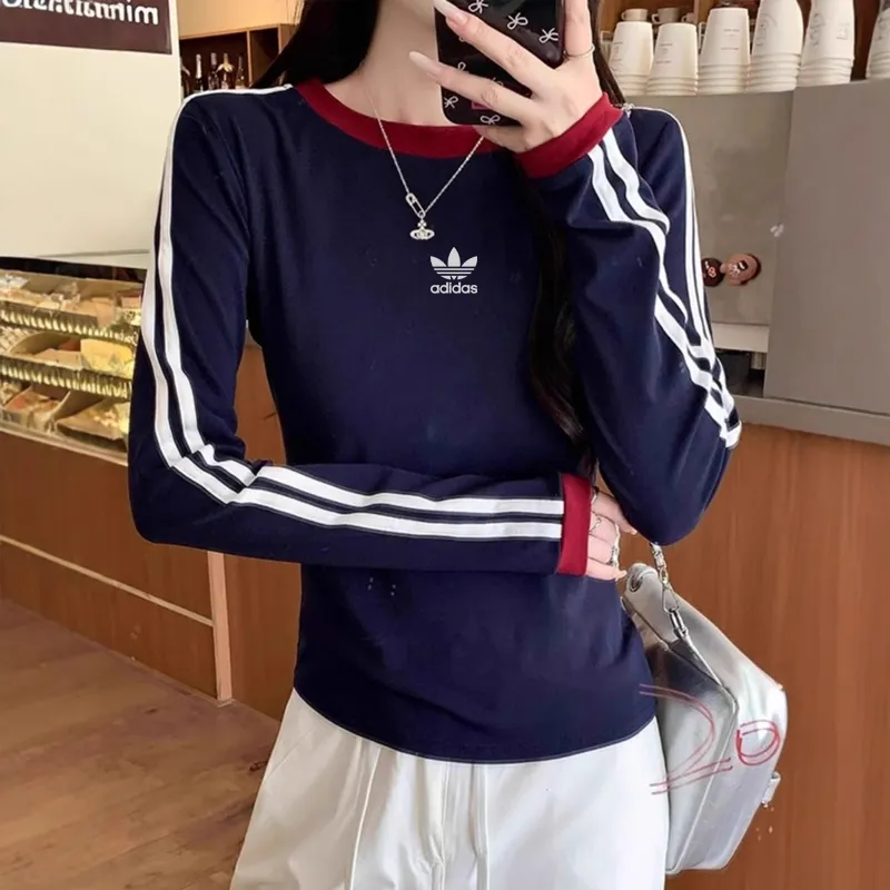 『S-XL』おすすめ 気質満点クルーネック リブ編み スリーブバッジ 長袖Tシャツ
