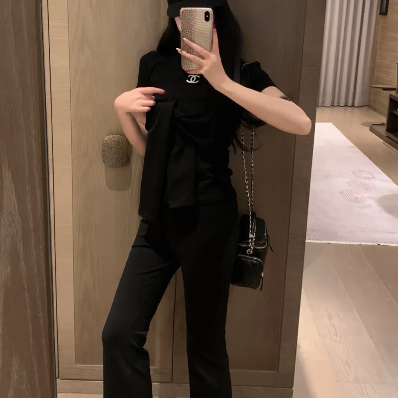 『S-L』優しい雰囲気 着瘦せ 快適 プレミアム トレンド マルチウェイ タイアップ パンツセット