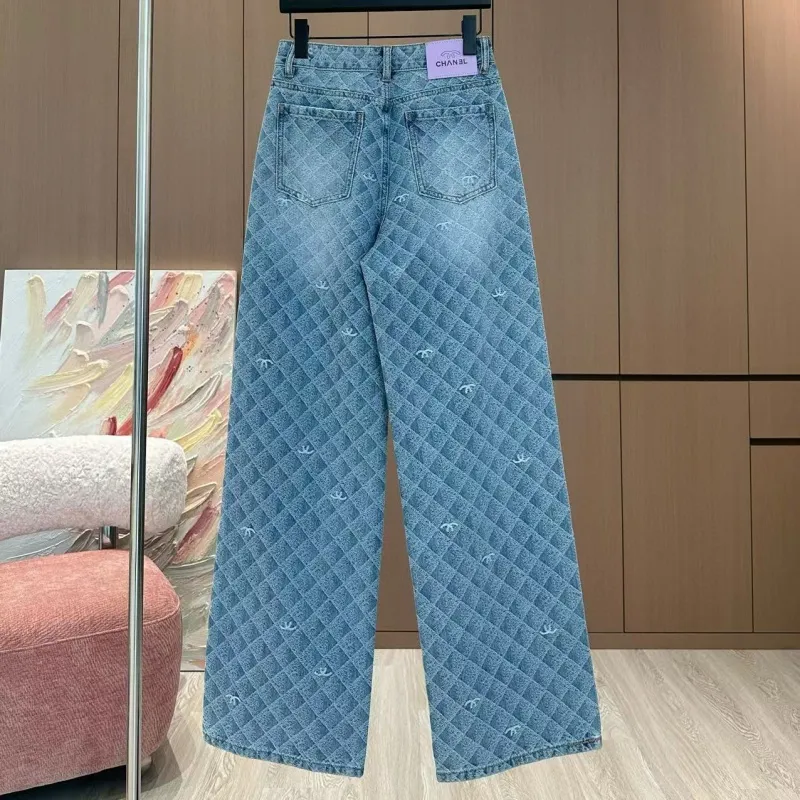『S-L』プレミアムトレンド ふわふわ 通気性 ストレッチ 格子縞 グラデーションデニムパンツ