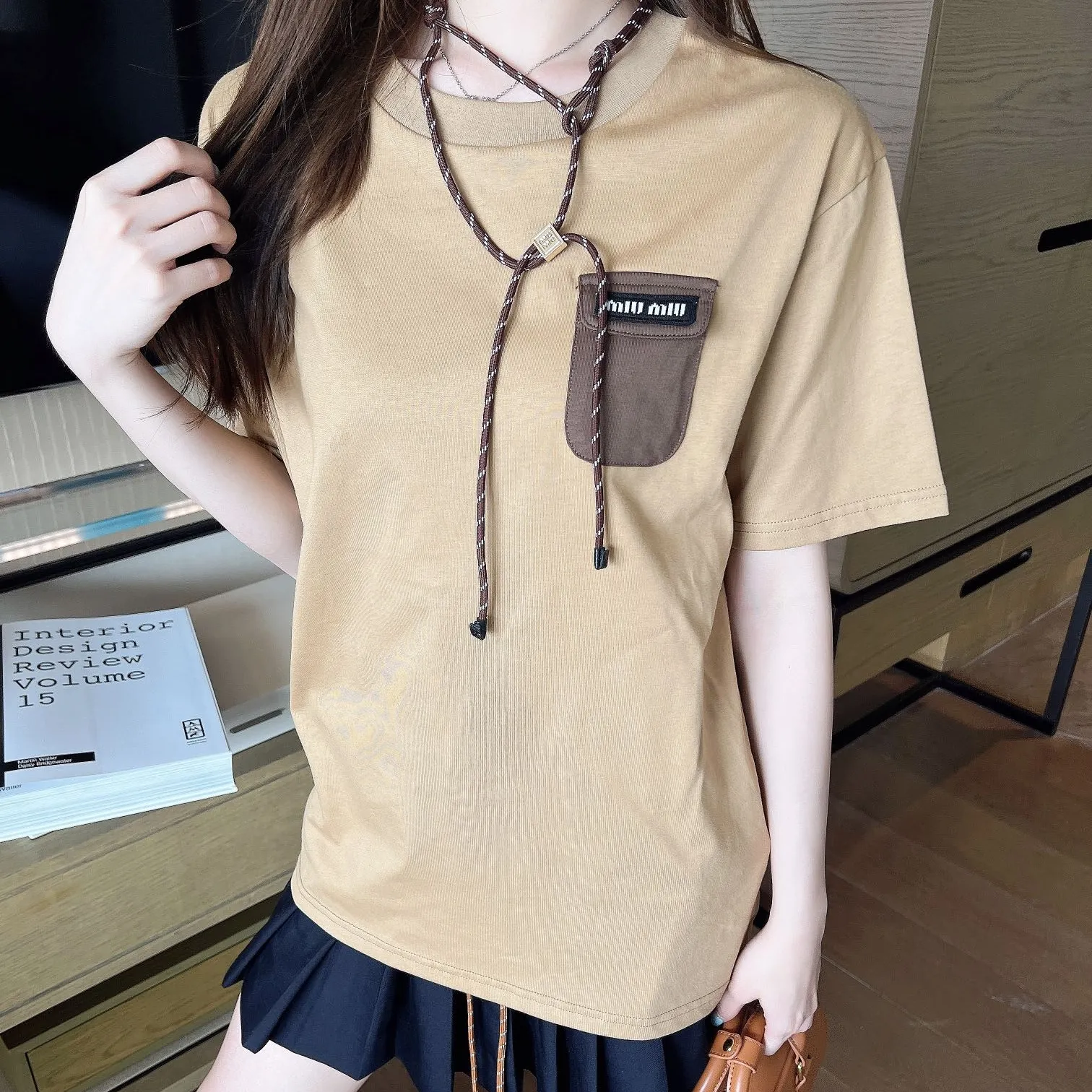 『S-L』新作 オールコットン ストリングデザイン おしゃれ Tシャツ