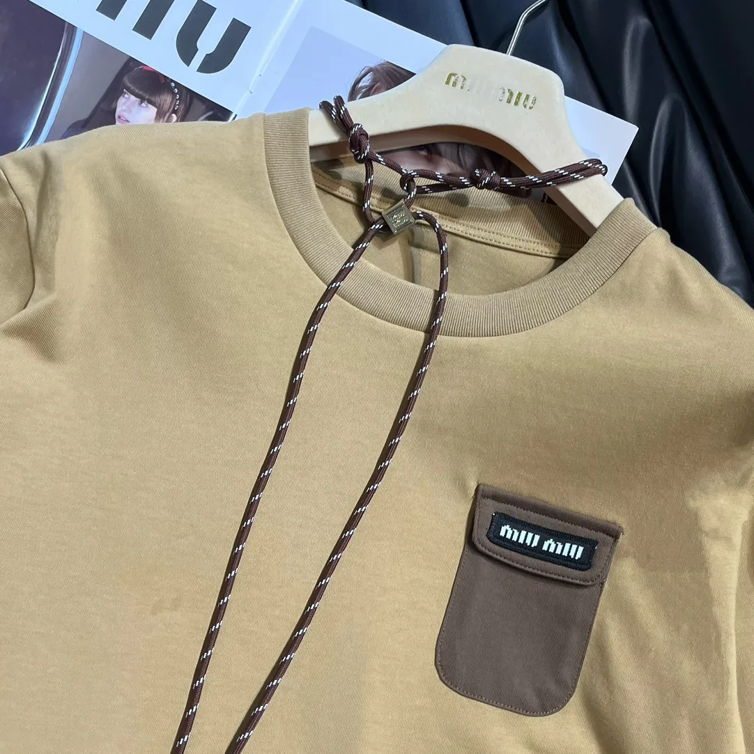 『S-L』新作 オールコットン ストリングデザイン おしゃれ Tシャツ