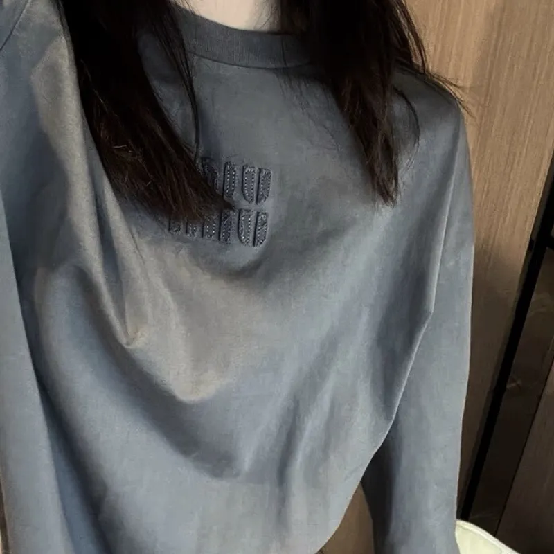 『S-L』新作 刺繍 純綿 快適 クラシック シンプル 長袖Tシャツ
