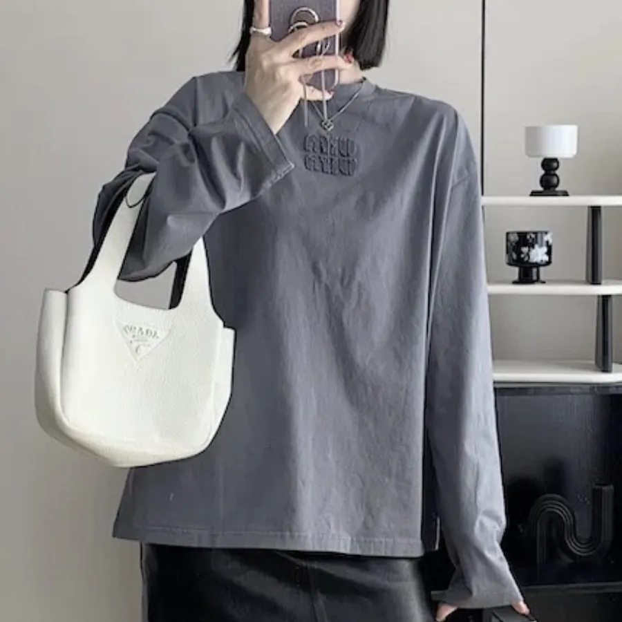 『S-L』新作 刺繍 純綿 快適 クラシック シンプル 長袖Tシャツ
