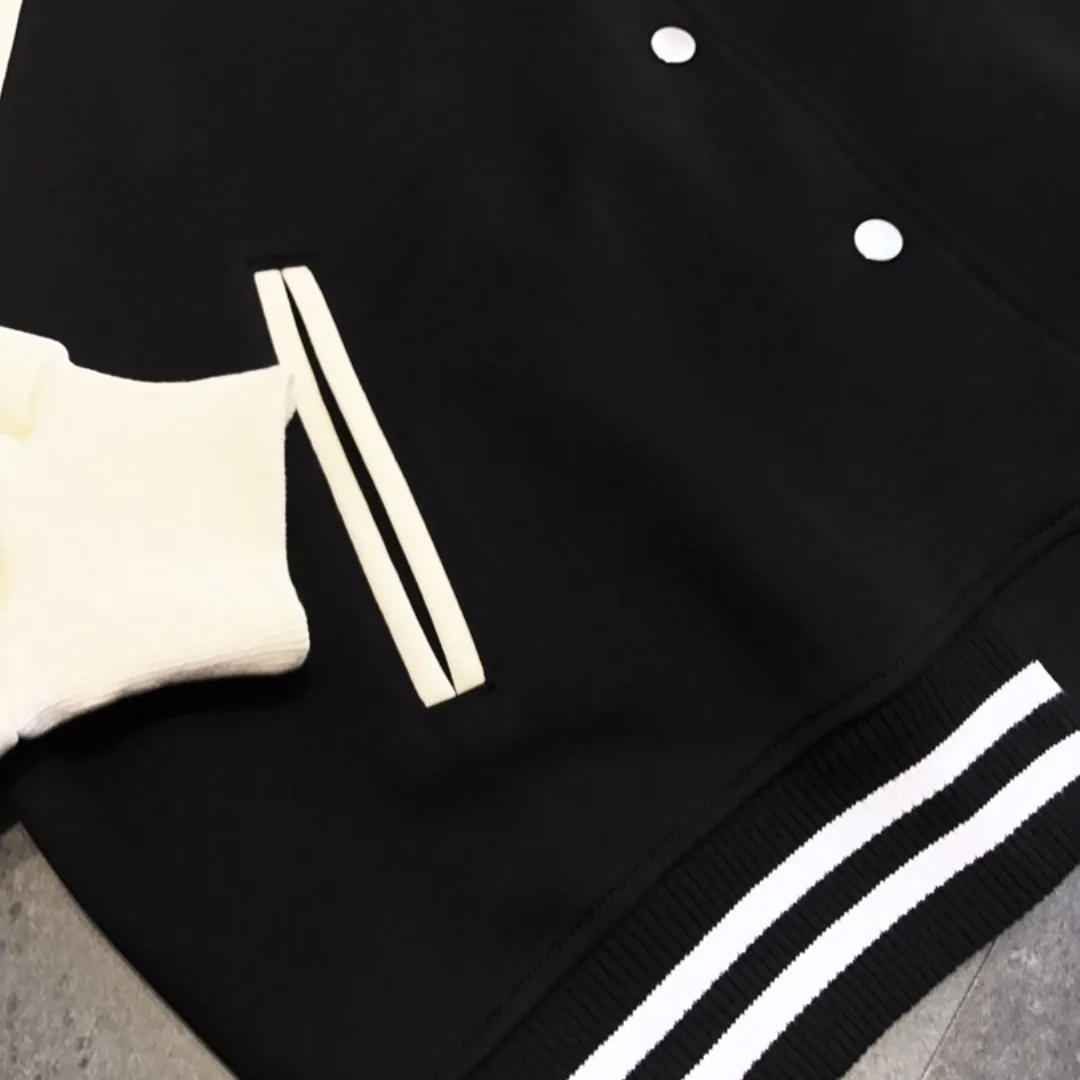 『M-L』カラーブロック 刺繍ロゴ ファッショナブル クラシック トレンディ スタジャン