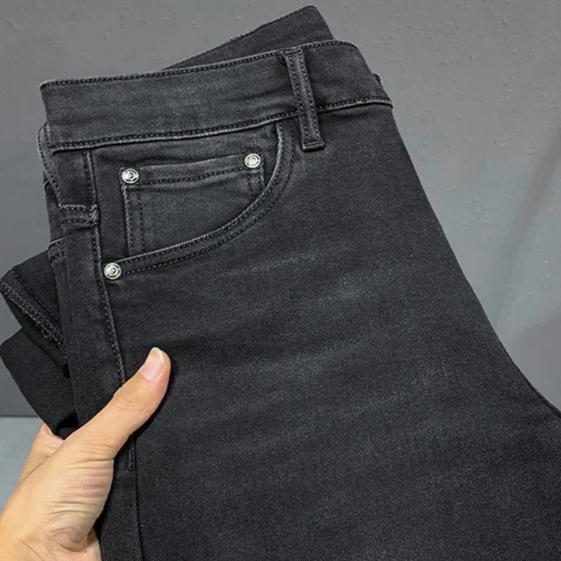 『XS-3XL』高品質 春秋 伸縮性 エンボス加工 ウォッシュ加工 メンズデニムパンツ