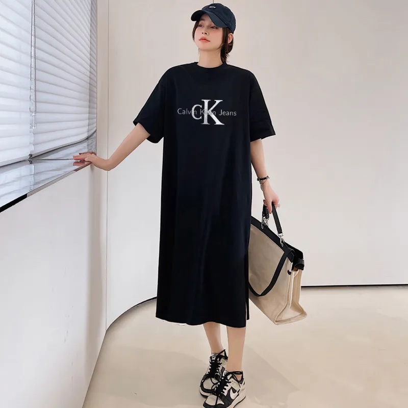 『M-4XL』美人度アップ ゆるい シンプル カジュアル プリント ソフト 高品質 ワンピース
