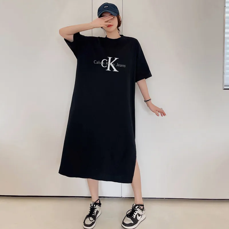 『M-4XL』美人度アップ ゆるい シンプル カジュアル プリント ソフト 高品質 ワンピース