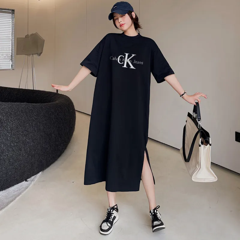 『M-4XL』美人度アップ ゆるい シンプル カジュアル プリント ソフト 高品質 ワンピース