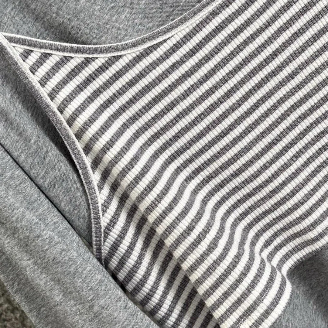 『S-L』気質いい リラックス感 タンクトップ 長袖Tシャツ フェイクレイヤード