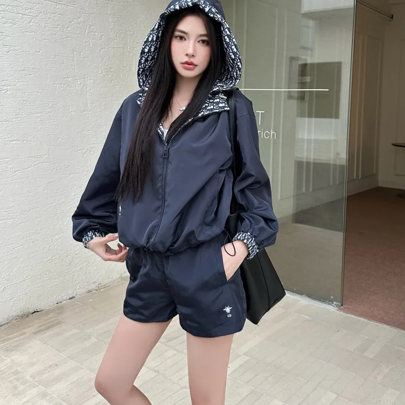 『S-L』気質満点 トレンド クラシック カジュアル リバーシブル アウター ショートパンツ セット