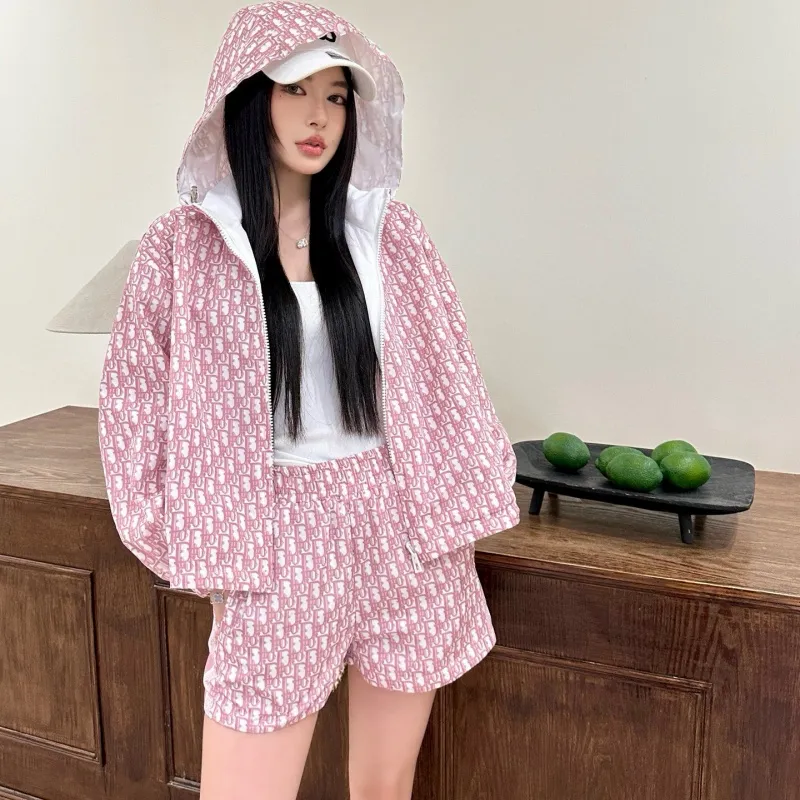 『S-L』気質満点 トレンド クラシック カジュアル リバーシブル アウター ショートパンツ セット