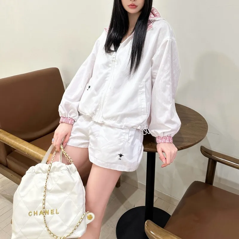 『S-L』気質満点 トレンド クラシック カジュアル リバーシブル アウター ショートパンツ セット