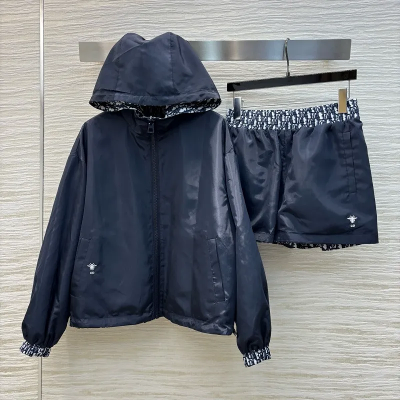 『S-L』気質満点 トレンド クラシック カジュアル リバーシブル アウター ショートパンツ セット