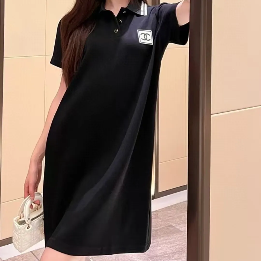 『S-L』高品質 おしゃれ モダン エッジィ ユニーク ポロカラー ワンピース