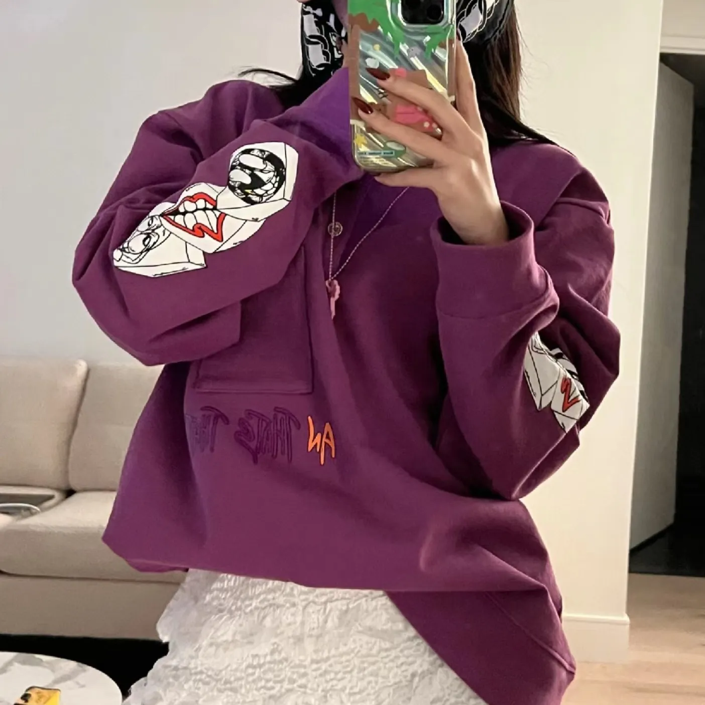 『S-L』新作 白肌見え グレープパープルシリーズ ロンTシャツ ポロカラーTシャツ スカート