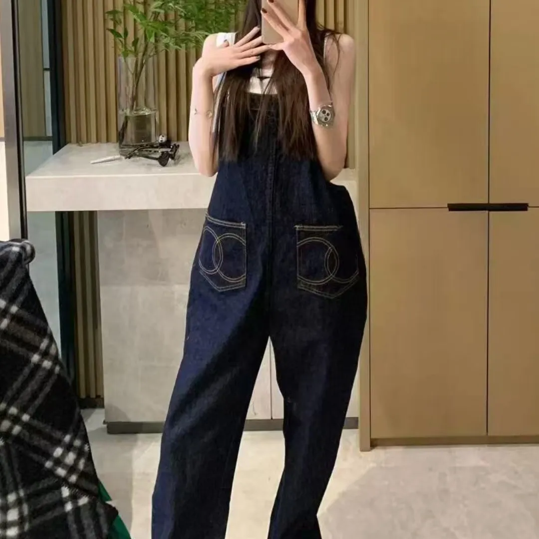 『S-L』新品 気軽 快適 刺繍 オールインワン ゆったり  オーバーオール