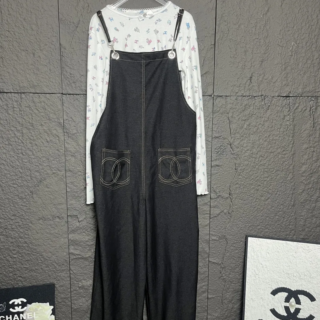 『S-L』新品 気軽 快適 刺繍 オールインワン ゆったり  オーバーオール