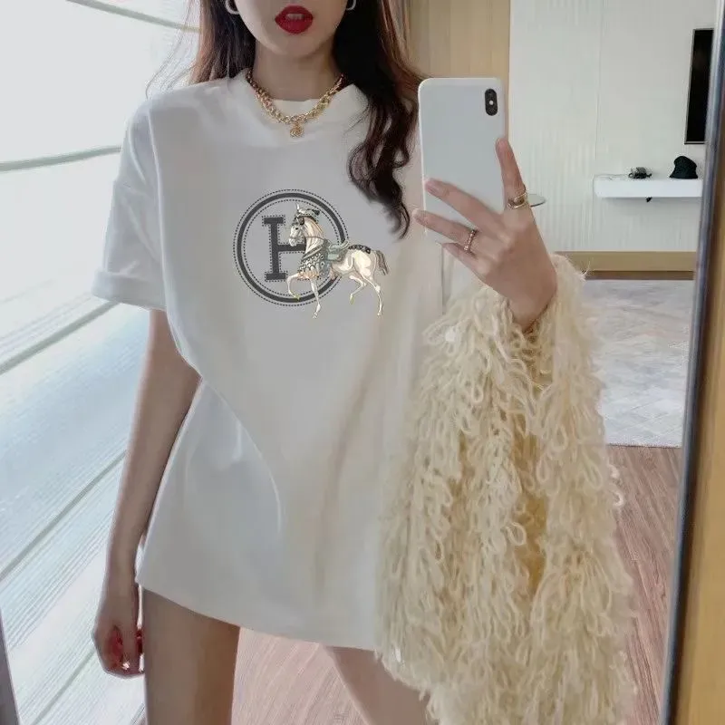『S-4XL』着心地良い ファッション プリント 合わせやすい シンプル ゆるい カジュアル Ｔシャツ