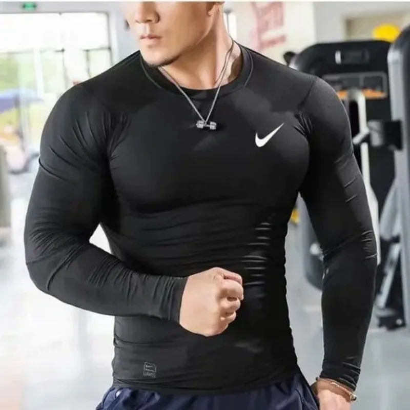 『M-2XL』着心地良い ファッションシンプル 軽量 通気性 速乾 ストレッチ スポーツ用 長袖タイトトップス
