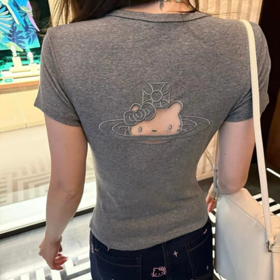 『S-L』カットアウトデザイン セクシー 可愛い シルエットフィット 半袖