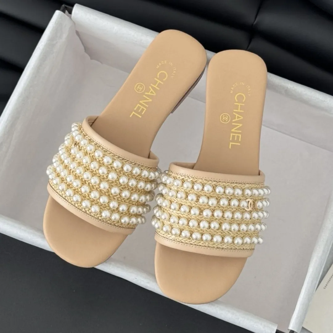 『35-40』夏の夜に似合う ハイクラス パールが輝く ハンドメイド パールサンダル