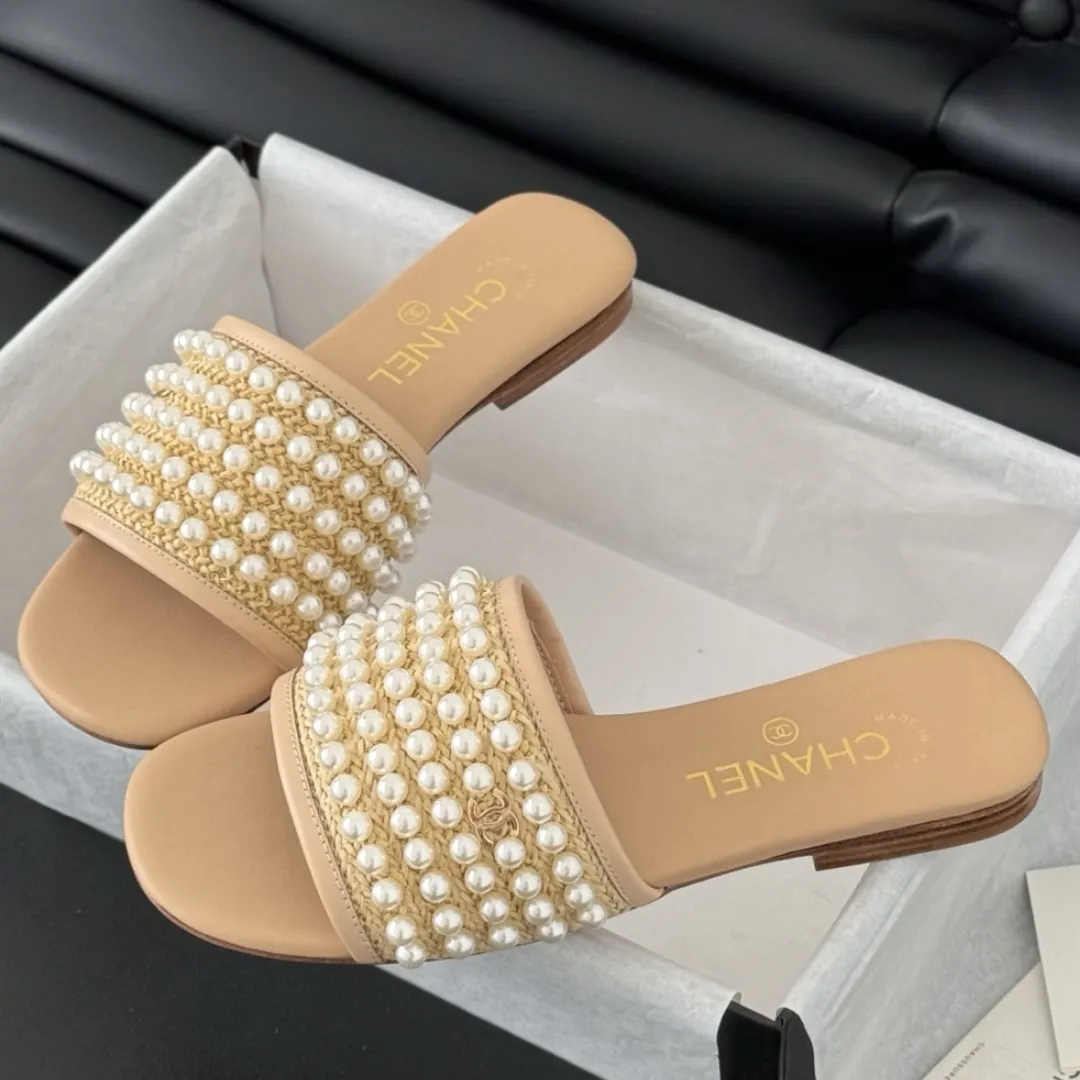 『35-40』夏の夜に似合う ハイクラス パールが輝く ハンドメイド パールサンダル