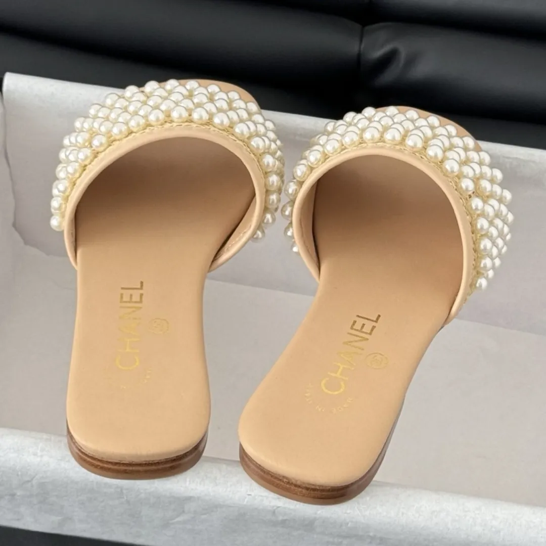 『35-40』夏の夜に似合う ハイクラス パールが輝く ハンドメイド パールサンダル