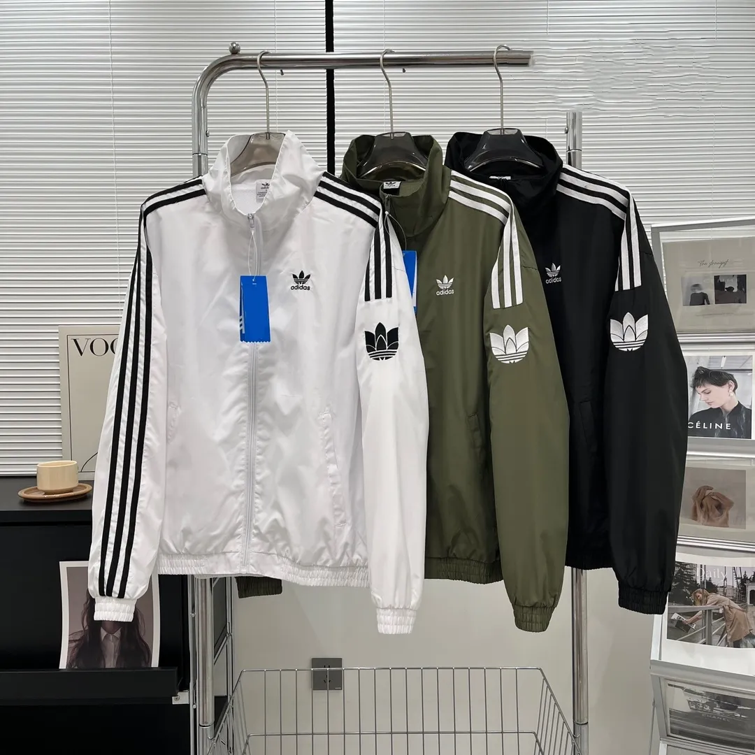 『S-2XL』アメリカンリトロ ストライプロゴ ルーズフィット メッシュ裏地 スタンドカラー スポーツジャケット