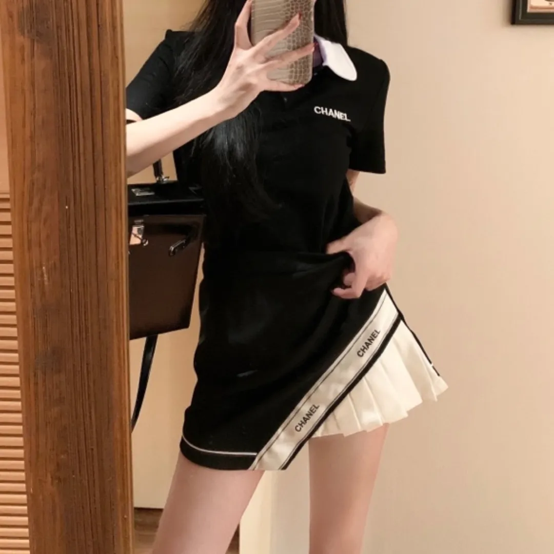 『S-L』プレミアム素材使用 洗練されたデザイン 大人可愛い フェミニン トレンディ モード系 Ｔシャツ スカート