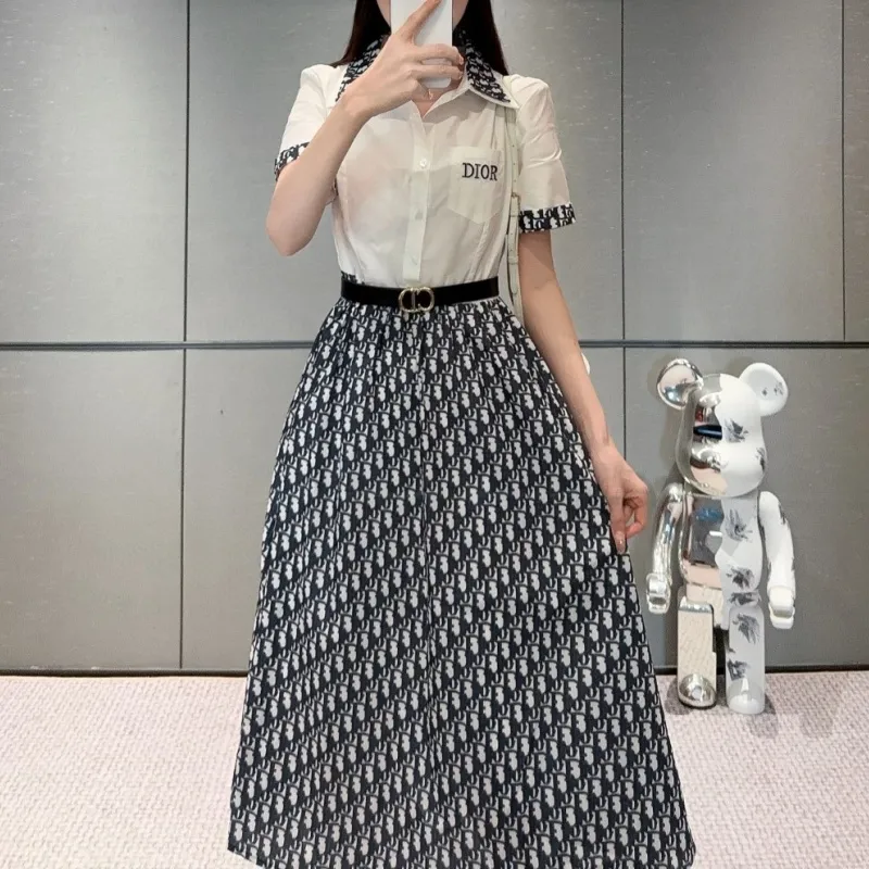 『S-L』 激売れ中トレンド 繊細 高品質 クラシック上品フレア シャツワンピース