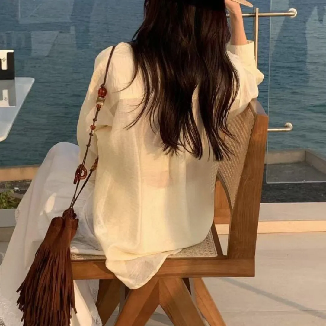 『S-L』UVカット 絶美 通気性 さっぱり 微透け 軽薄 刺繍 紫外線防止 シャツ