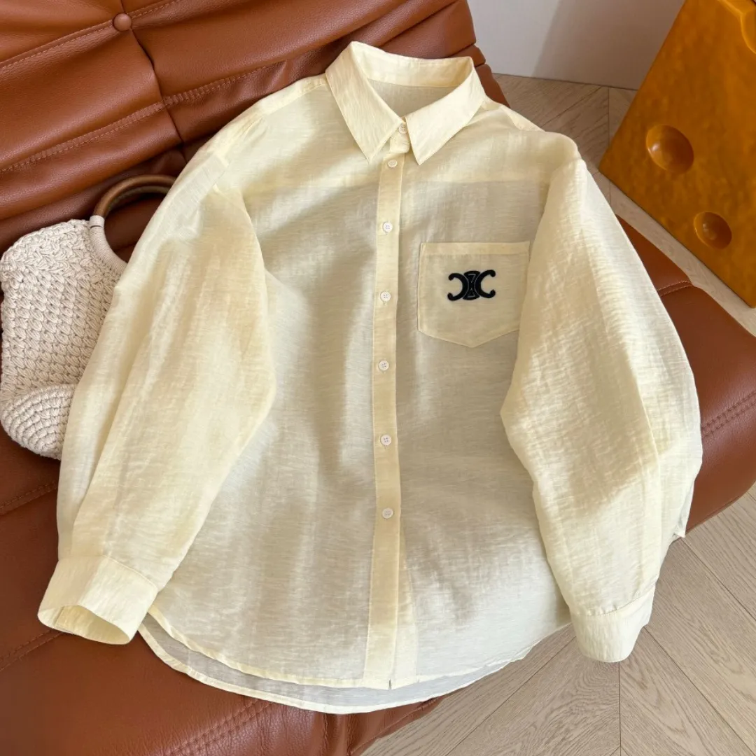 『S-L』UVカット 絶美 通気性 さっぱり 微透け 軽薄 刺繍 紫外線防止 シャツ